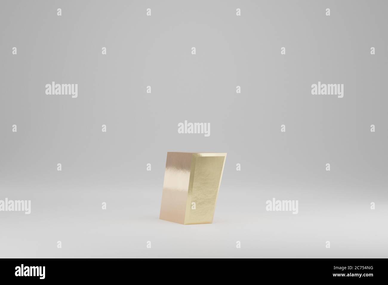 Symbole de coma 3d doré. Signe doré isolé sur fond blanc. Alphabet doré avec imperfections. caractère de police de rendu 3d. Banque D'Images