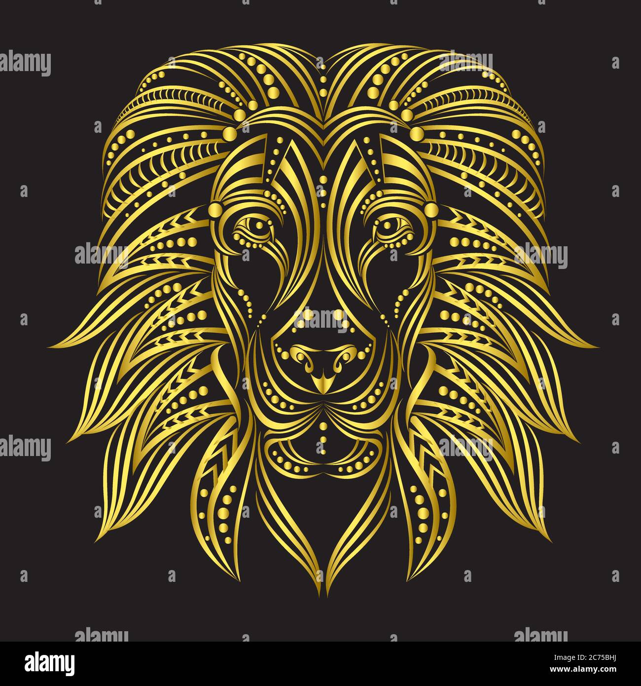 Lion peint dans le style ethnique . Style indien / africain . Croquis de  tatouage ou imprimé sur un