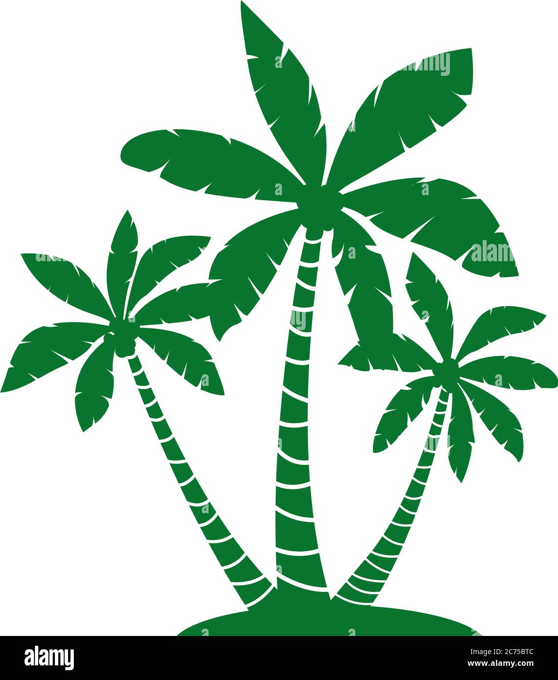 Palmiers verts, illustration vectorielle de silhouette, isolés sur fond blanc. Graphique vectoriel. Simplement pictogramme. Élément floral. Illustration de Vecteur