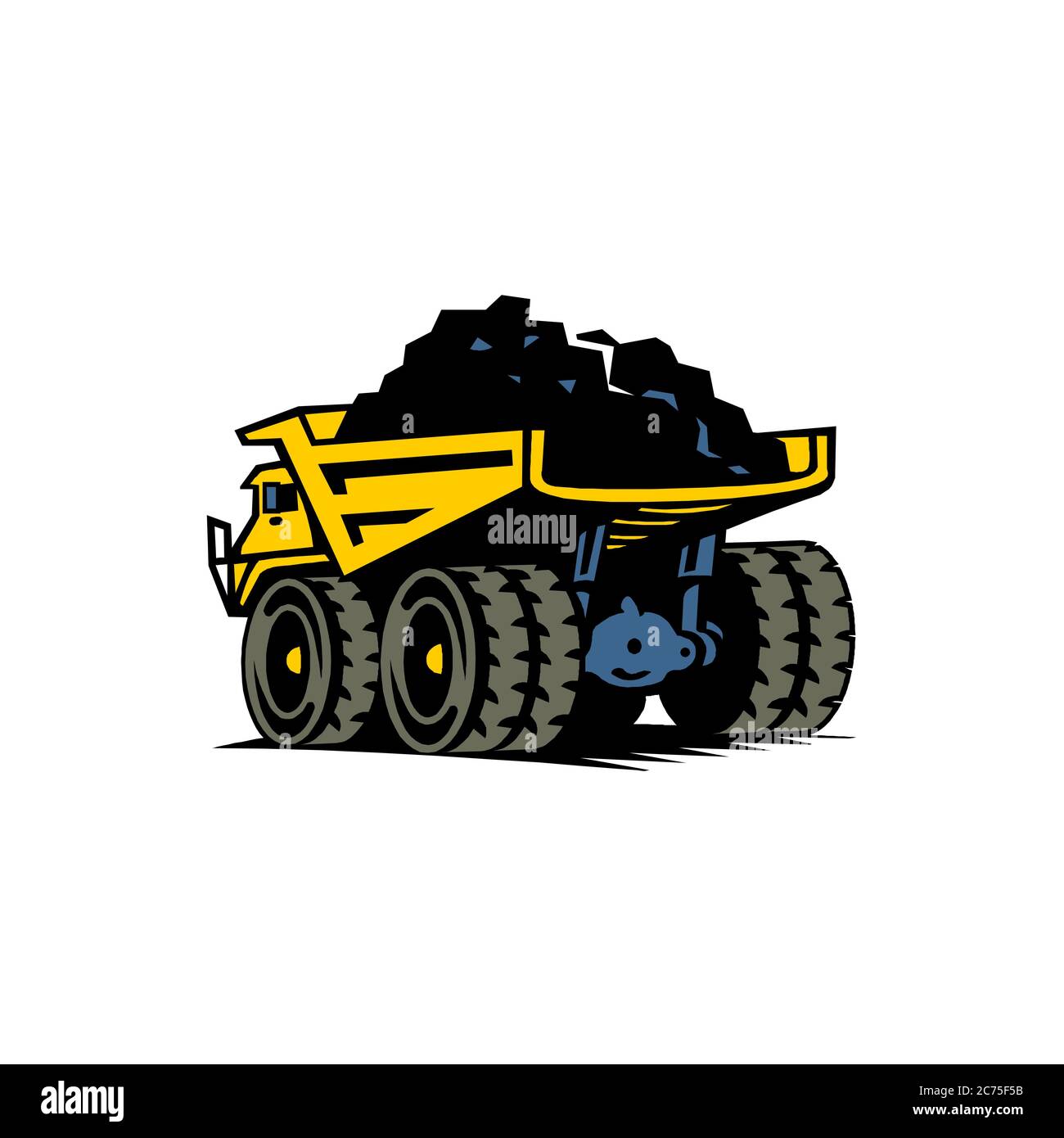 Illustration vectorielle camion de vidage avec charbon isolé sur fond blanc Illustration de Vecteur