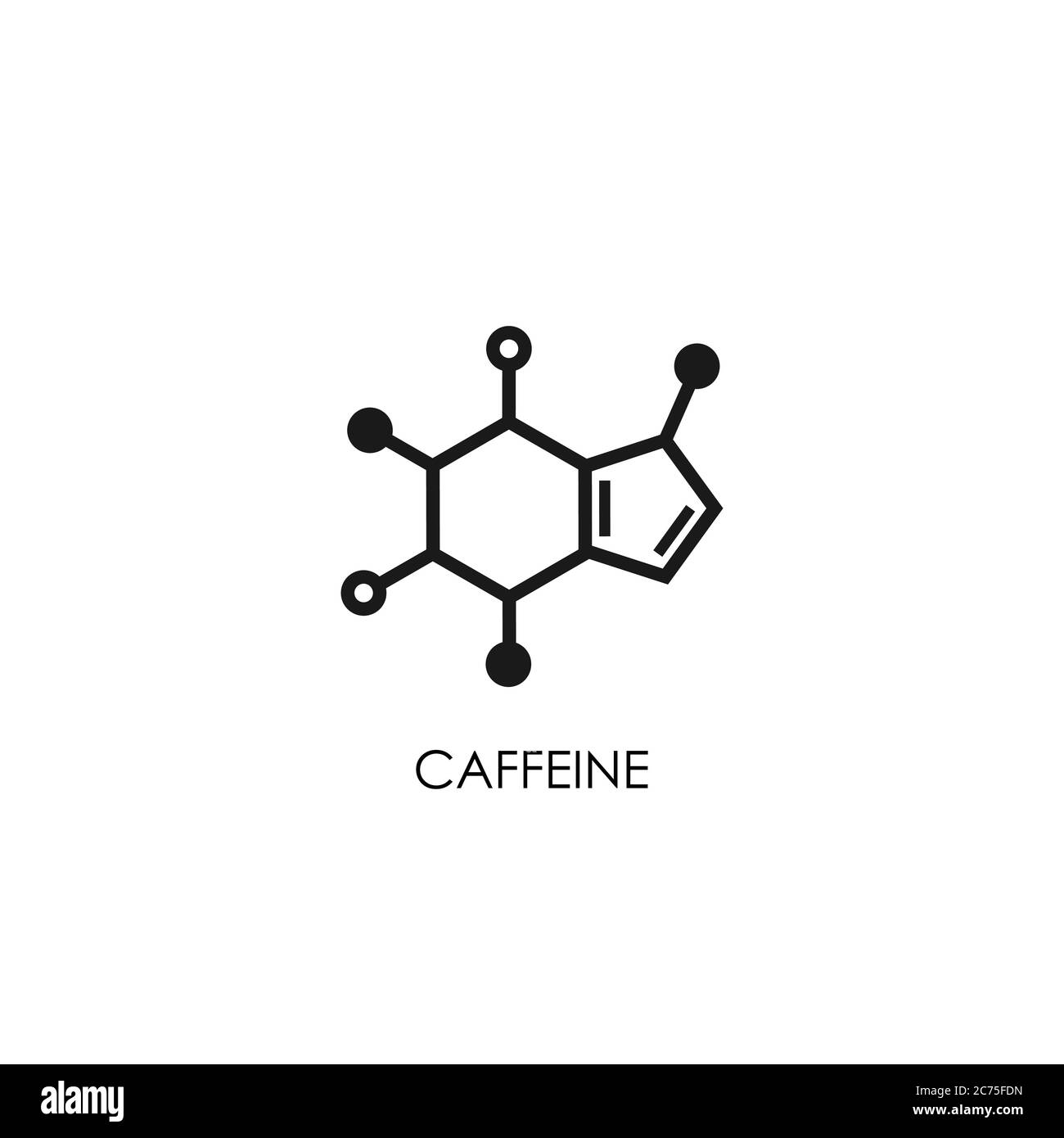 structure moléculaire de la caféine. Formule chimique du matin. Symbole café, inspiration, motivation. Illustration de ligne vectorielle isolée sur blanc Illustration de Vecteur