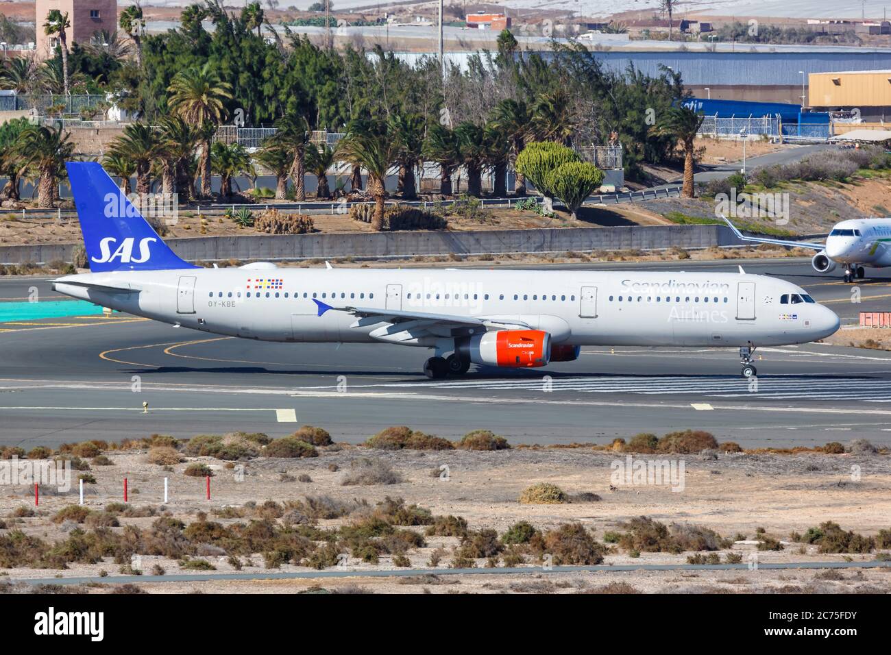 Gran Canaria, Espagne - 24 novembre 2019 : avion Airbus A321 de SAS Scandinavian Airlines à l'aéroport de Gran Canaria (LPA) en Espagne. Airbus est un a européen Banque D'Images