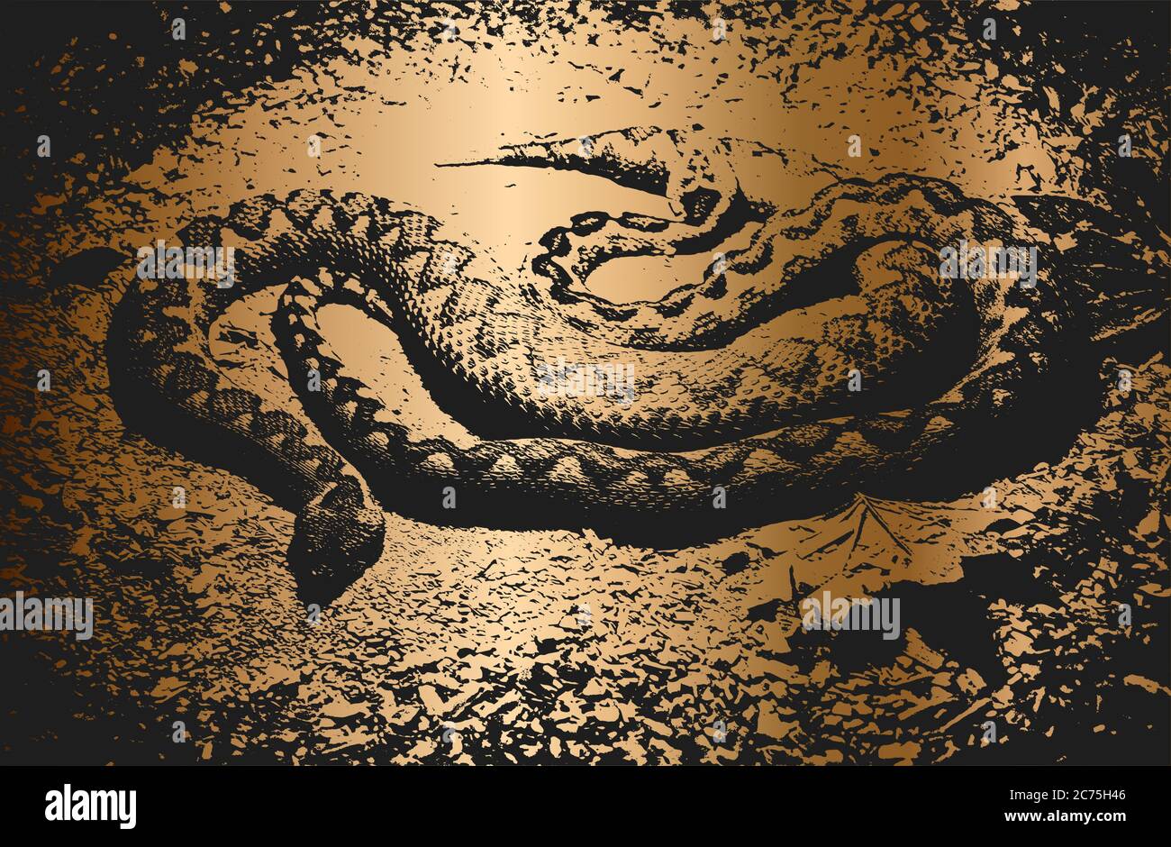 Détresse peau de crocodile dorée texture grunge. Illustration vectorielle EPS 8. Arrière-plan noir et blanc. Illustration de Vecteur