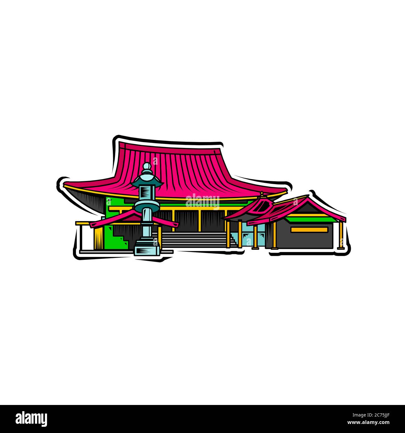 temple chinois sur une illustration 3d isolée de fond blanc Illustration de Vecteur