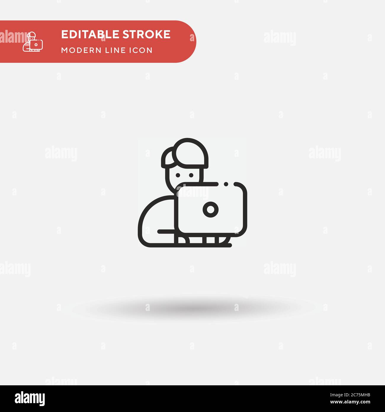 Icône de vecteur simple travailler à domicile. Modèle de conception de symbole d'illustration pour l'élément d'interface utilisateur Web mobile. Pictogramme moderne de couleur parfaite sur contour modifiable. Icônes travailler à domicile pour votre projet d'entreprise Illustration de Vecteur