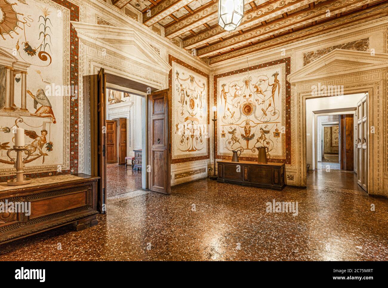 Italie Veneto - Fanzolo - Villa Emo - Andrea Palladio architecte - petite salle occidentale des Grotesqueries - fresques de Battista Zelotti Banque D'Images