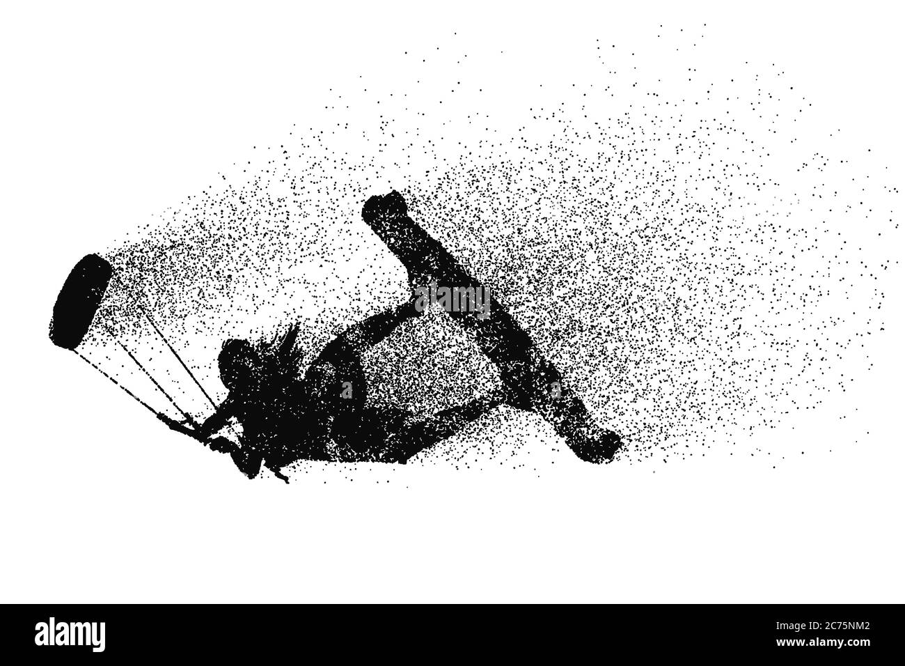 Kitesurf et kiteboarding. Silhouette d'un kitesurfer. Une femme en saut fait un tour. La concurrence aérienne. Illustration vectorielle. Merci de votre attention Illustration de Vecteur