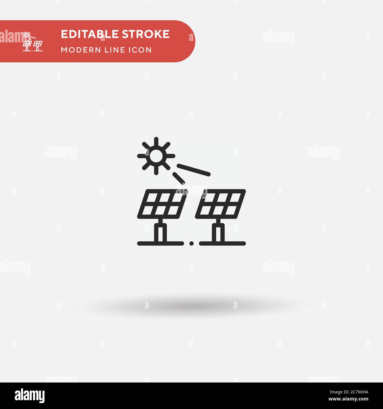 Panneaux solaires icône vecteur simple. Modèle de conception de symbole d'illustration pour l'élément d'interface utilisateur Web mobile. Pictogramme moderne de couleur parfaite sur contour modifiable. Panneaux solaires icônes pour votre projet d'entreprise Illustration de Vecteur