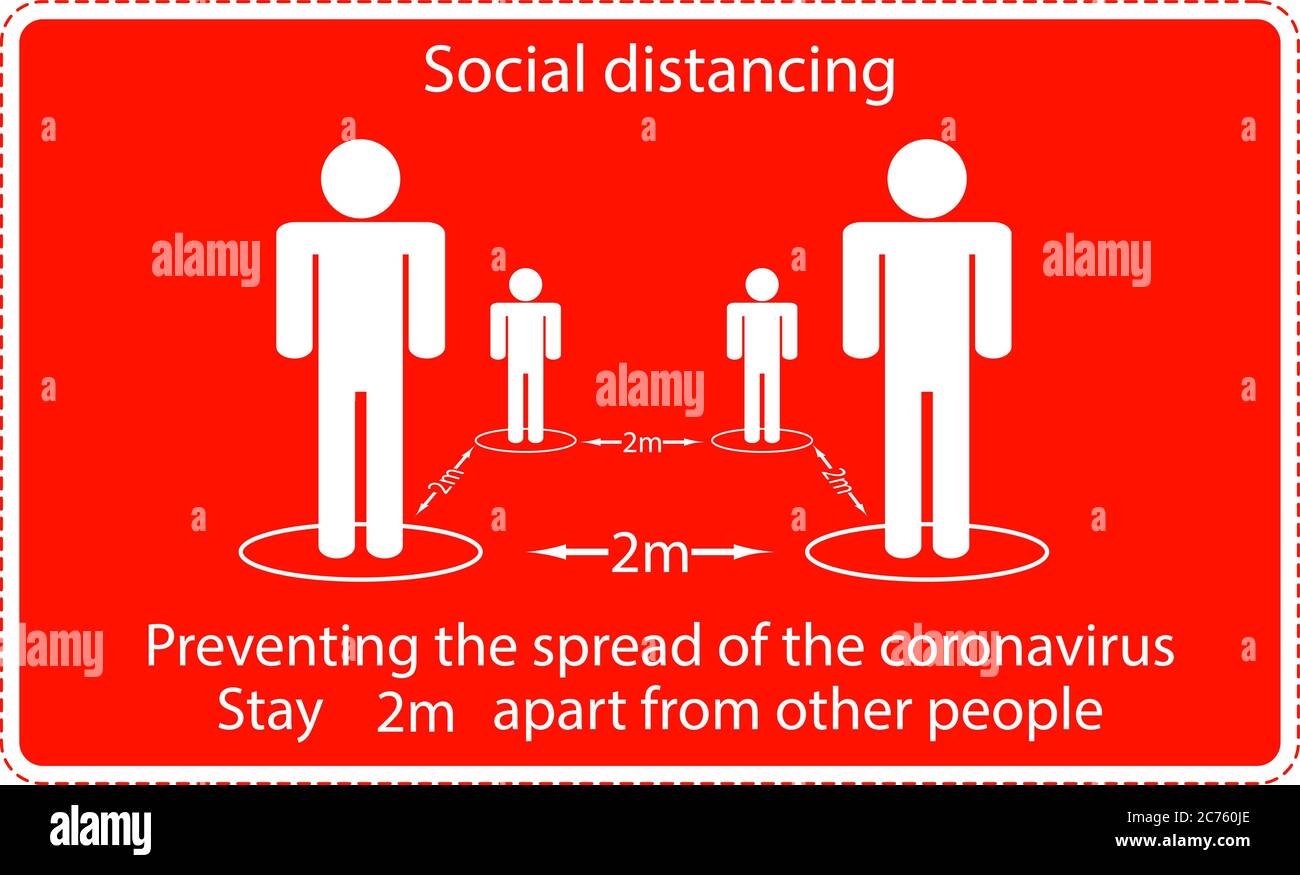 Icône People concept social distance rester à 2 m d'autres personnes, les pratiques mises en place pour appliquer la distance sociale, illustration vectorielle Illustration de Vecteur