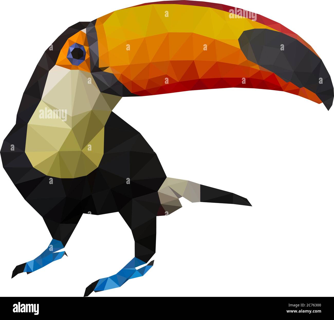 Illustration vectorielle de l'image toucan, poly faible, Polygone. Illustration de Vecteur