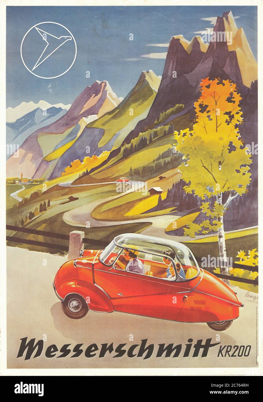 Alte Werbung Von Einem Messerschmitt Kabine Roller en 1955 - Publicité de voitures anciennes Banque D'Images
