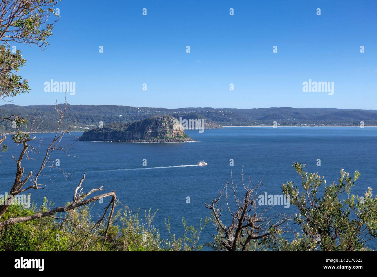 Lion Island depuis le phare de Barrenjoey Sydney NSW Australie Banque D'Images
