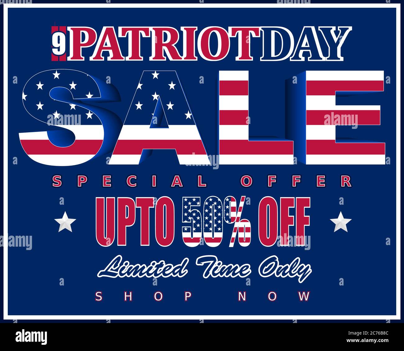 Illustration vectorielle pour les ventes promotionnelles pour la journée du Patriot aux États-Unis. Parfait pour toutes les utilisations. Illustration de Vecteur