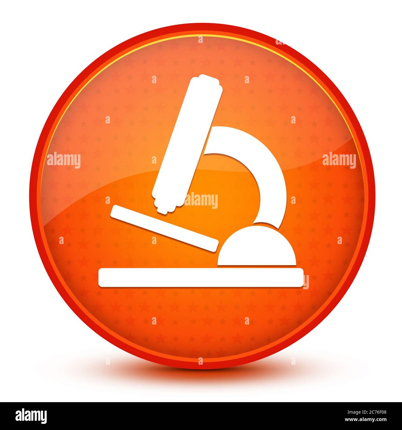 Icône de microscope isolée sur une étoile brillante orange bouton rond illustration abstraite Banque D'Images