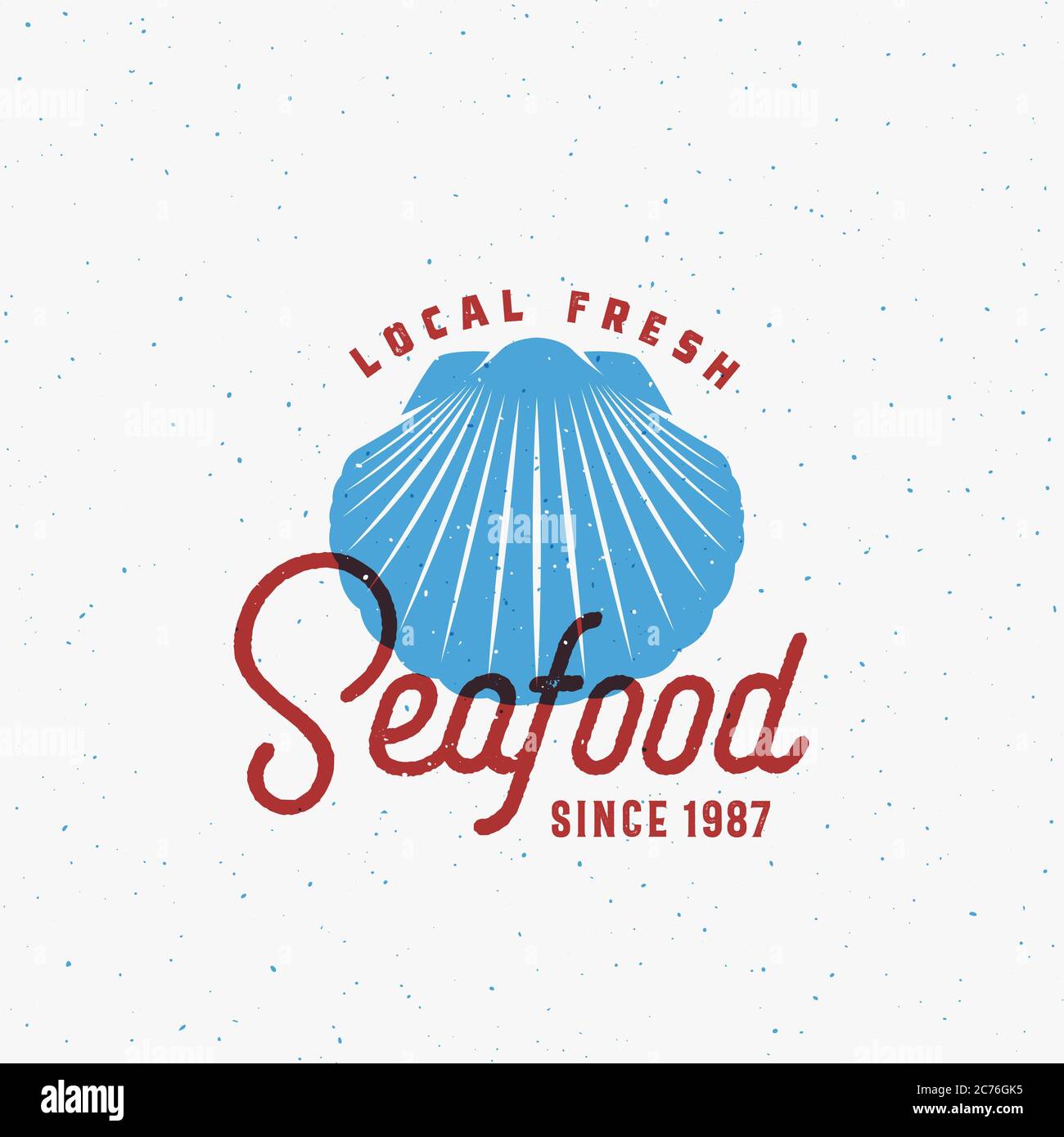 Fruits de mer frais locaux. Modèle de signe, symbole ou logo abstrait vectoriel. Sillshimen avec Typographie rétro élégante. Emblème vintage Vector avec rétro Illustration de Vecteur