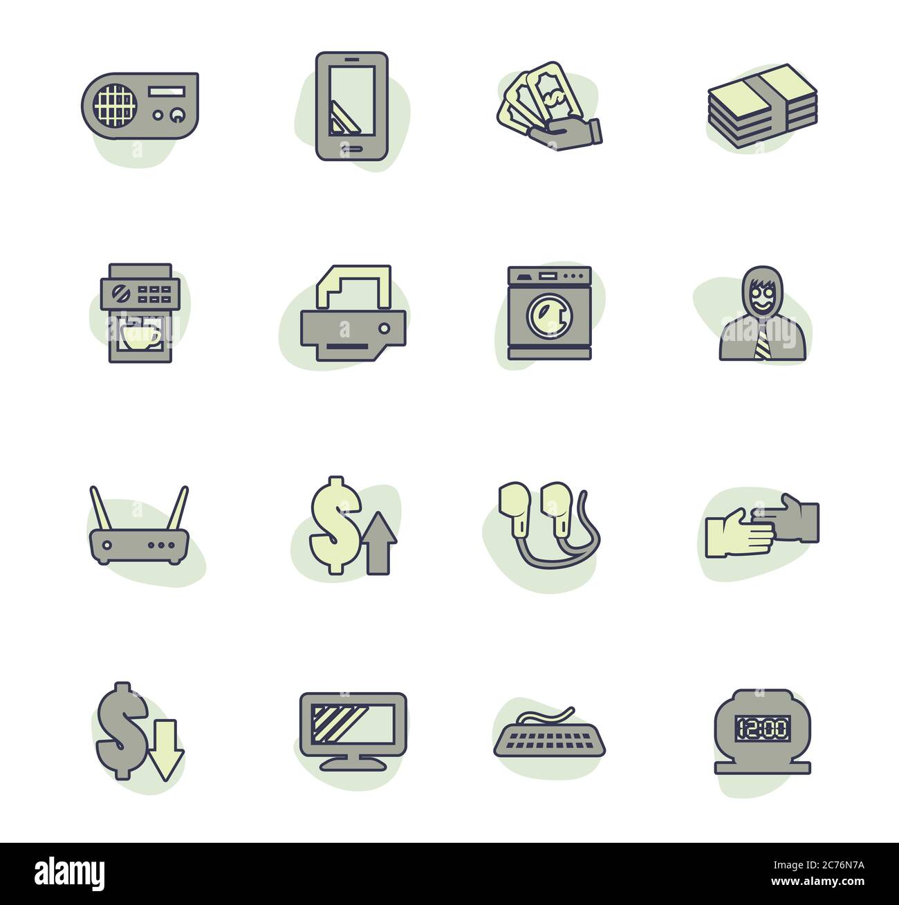Ensemble d'icônes Pawn shop Illustration de Vecteur