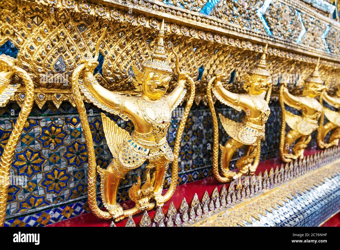 Wat Phra Kaew, Temple du Bouddha d'Émeraude. Le Grand Palais de Bangkok. Thaïlande Banque D'Images