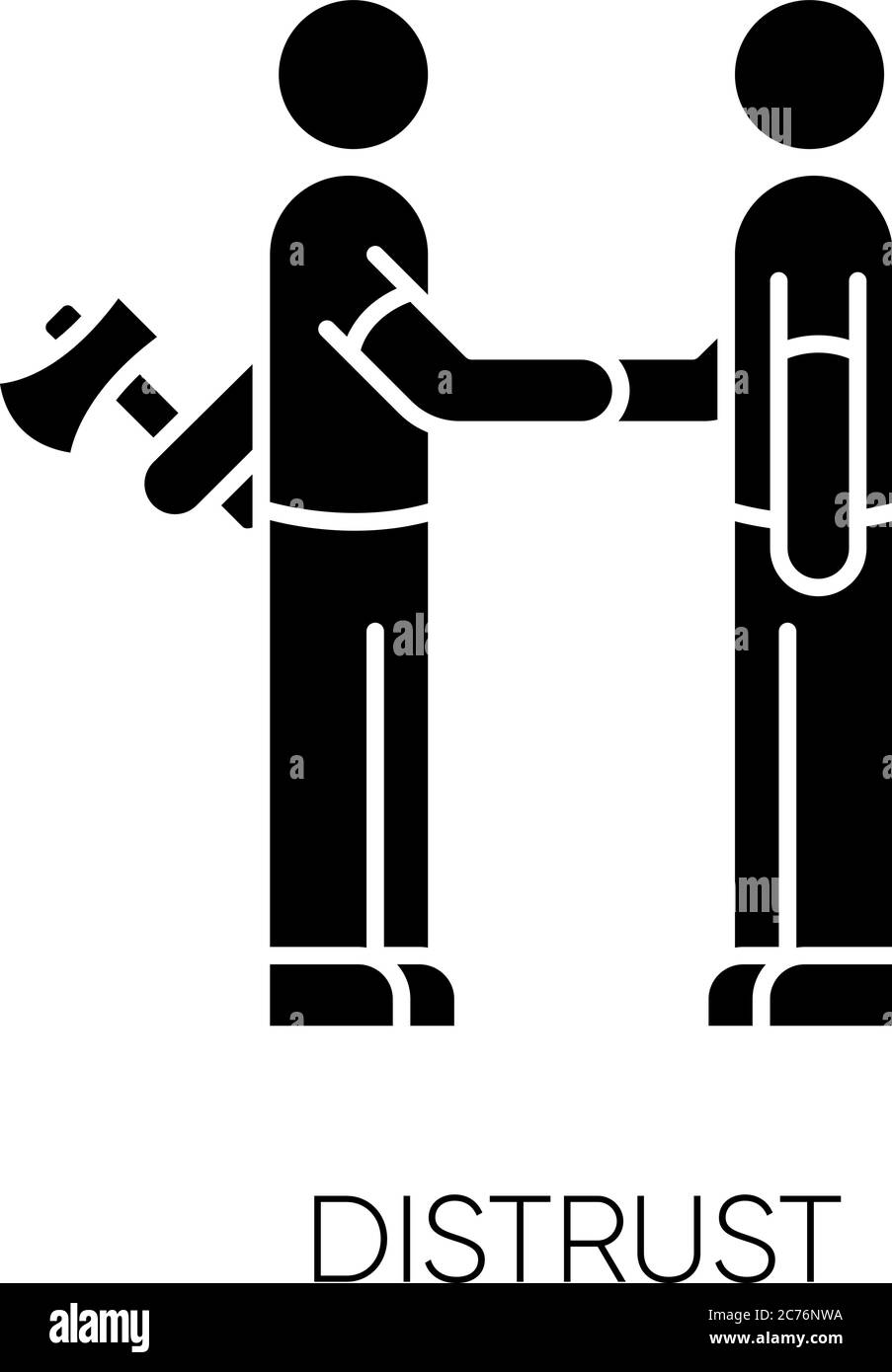 Icone De Glyphe Noir De Mefiance Manque De Confiance Insecurite Trahison Symbole De Silhouette D Etat D Esprit Negatif Sur Espace Blanc Comportement Peu Digne De Confiance Secouage Ha Image Vectorielle Stock Alamy