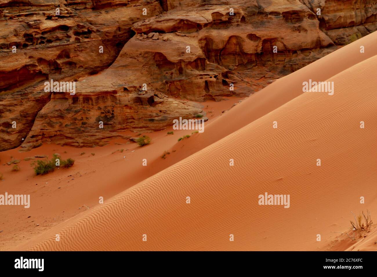 Dune orange de sable dans le désert en Jordanie Banque D'Images