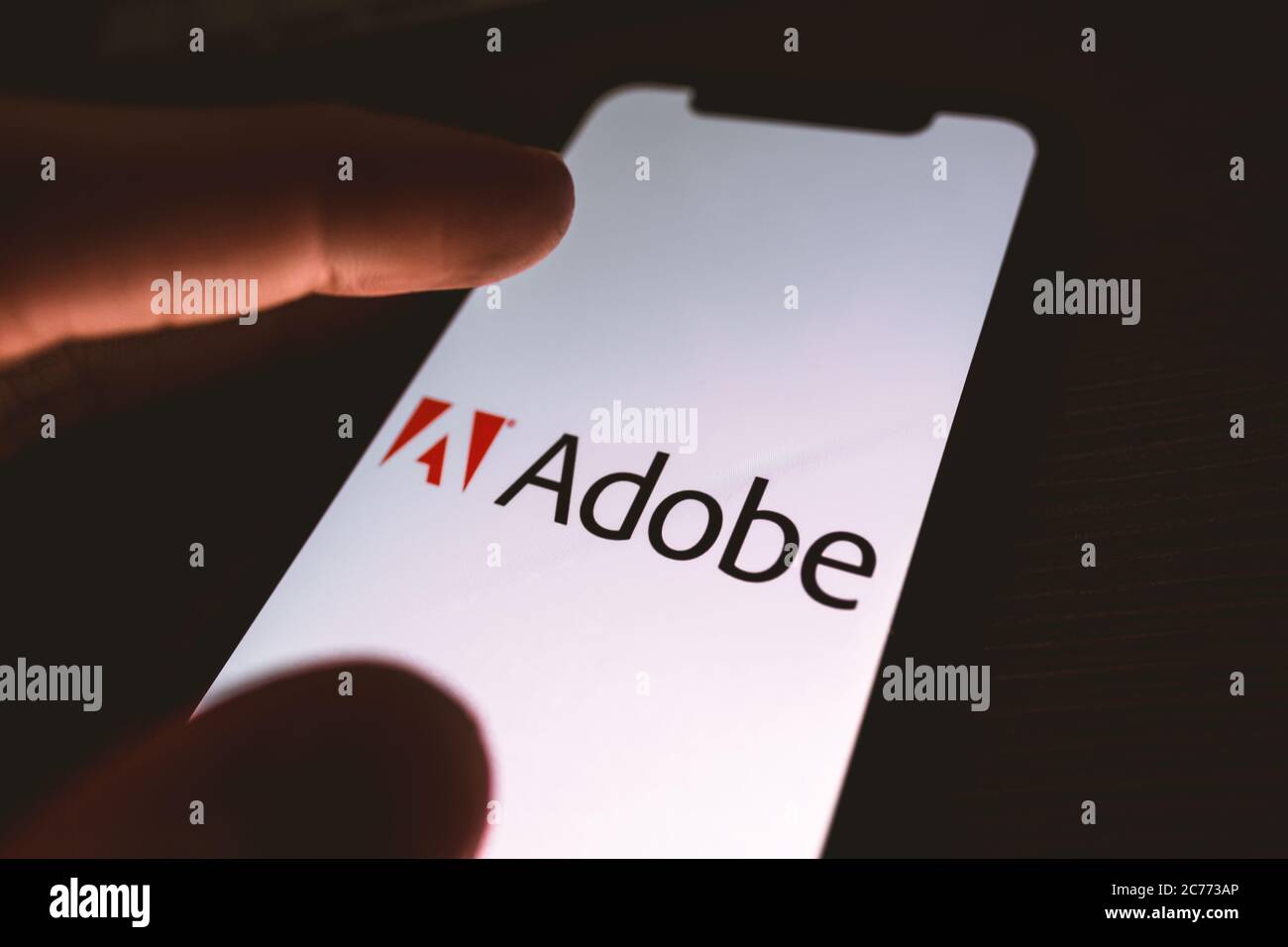 Logo de la société Adobe sur l'écran du smartphone. Banque D'Images