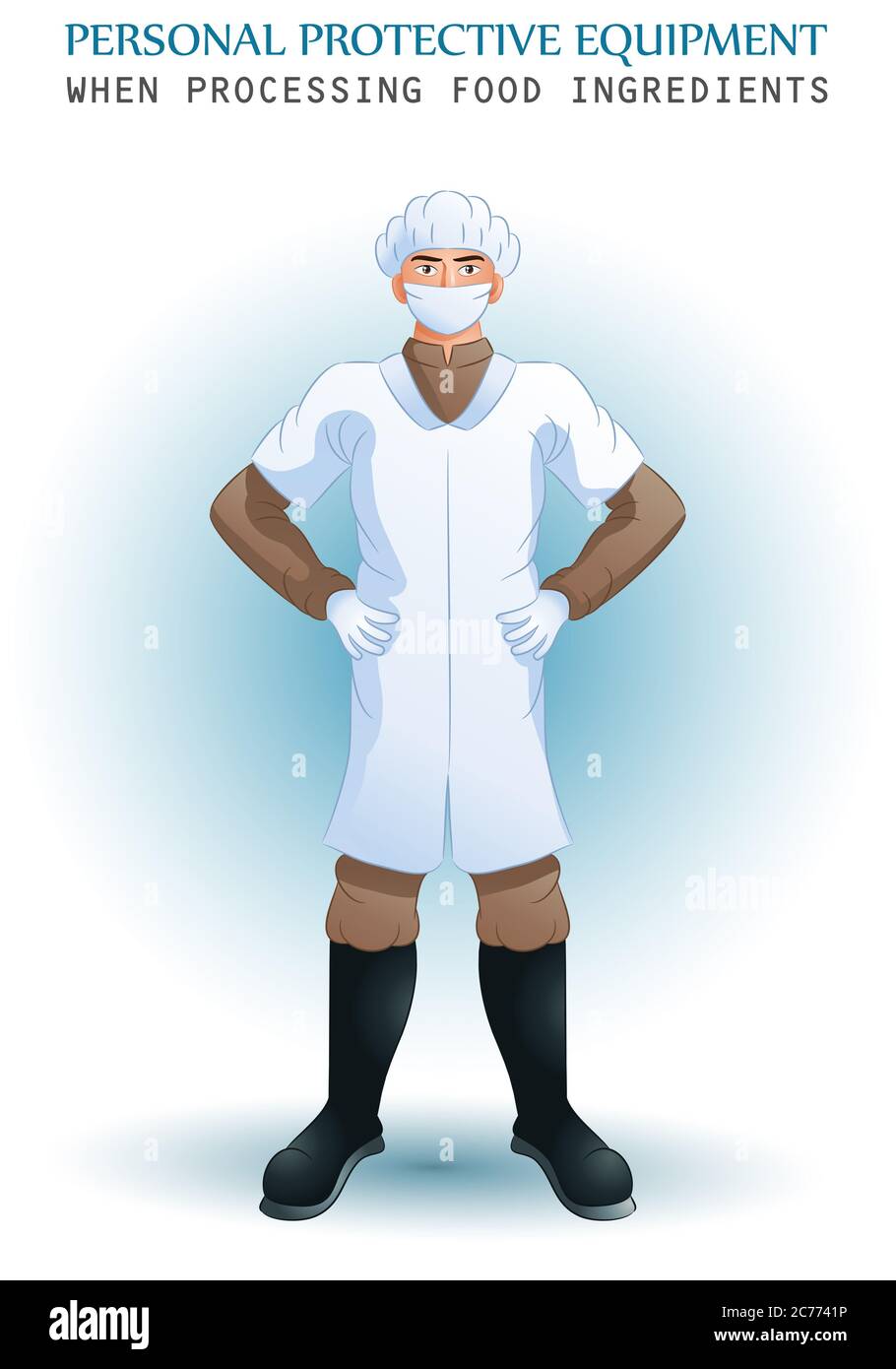 illustration des événements de sensibilisation professionnelle affiche d'équipement de protection individuelle lors de la transformation d'ingrédients alimentaires Banque D'Images