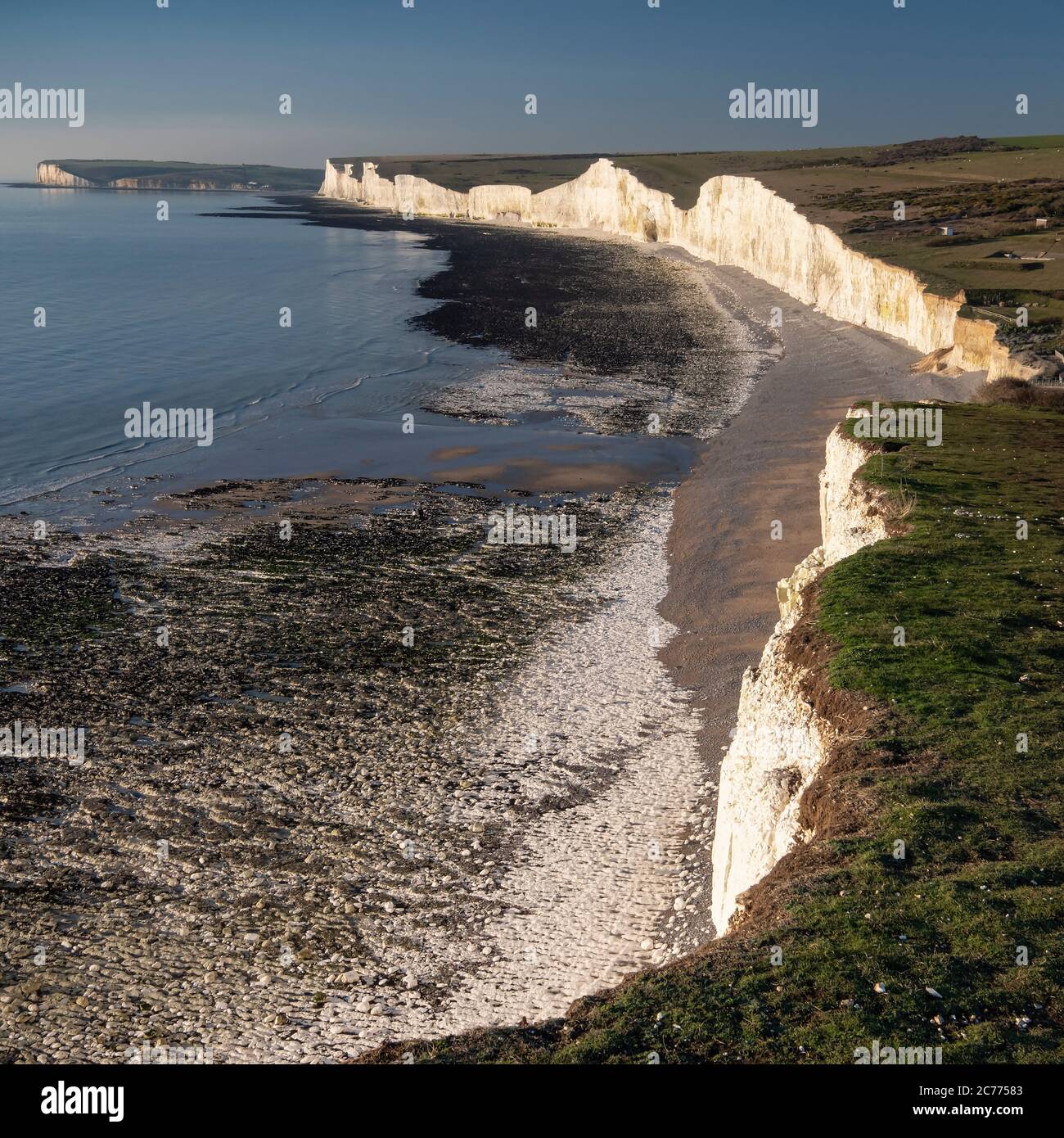 Les falaises de craie de Seven Sisters, Birling Gap, South Downs National Park, East Sussex, Angleterre, Royaume-Uni Banque D'Images