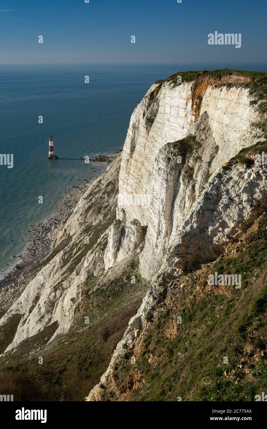 Beachy Head Lighthouse & Beachy Head, près d'Eastbourne, South Downs National Park, East Sussex, Angleterre, Royaume-Uni Banque D'Images