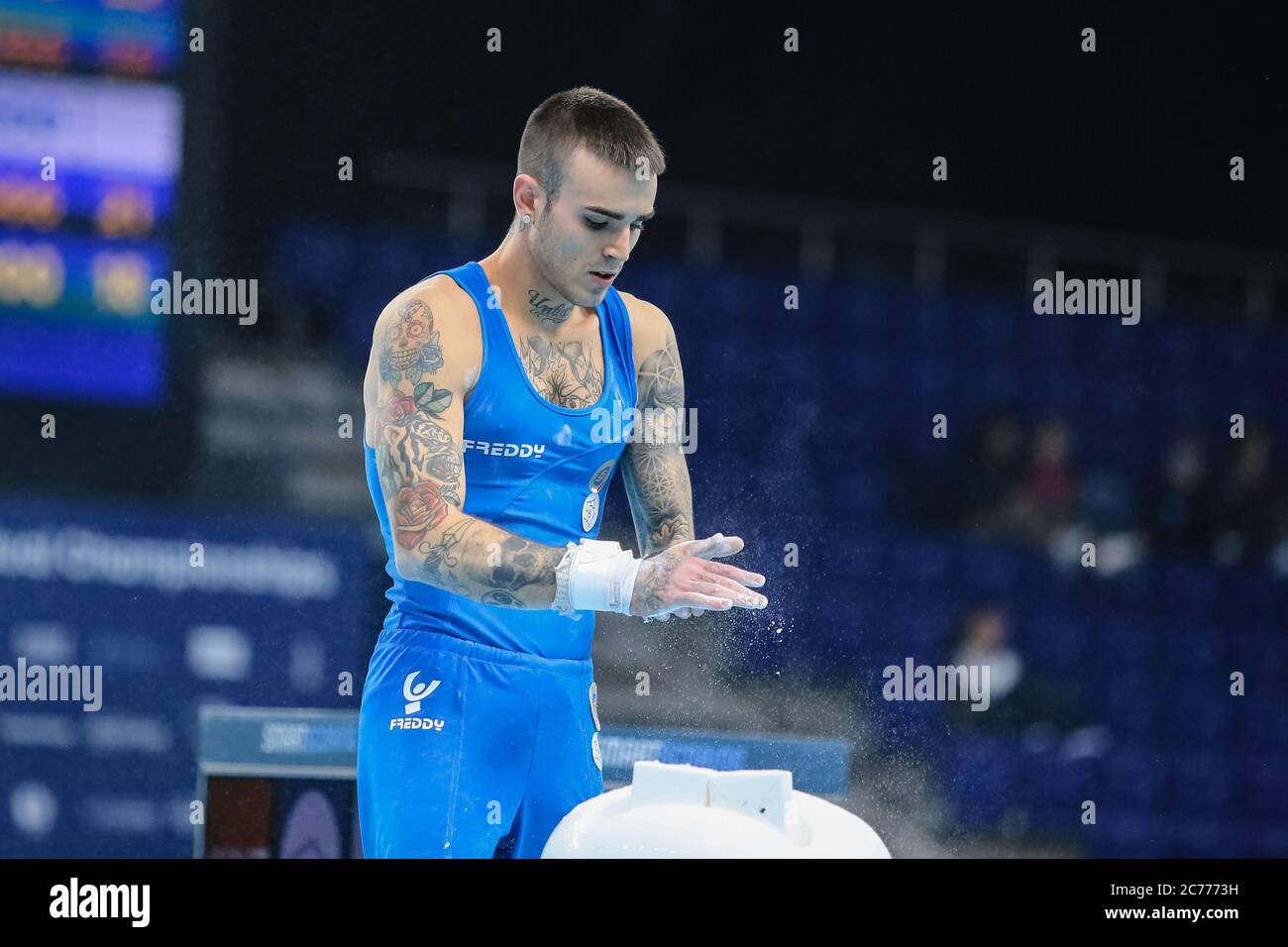 Szczecin, Pologne, 10 avril 2019 : Nicola Bartolini, italienne, pendant les championnats de gymnastique artistique Banque D'Images
