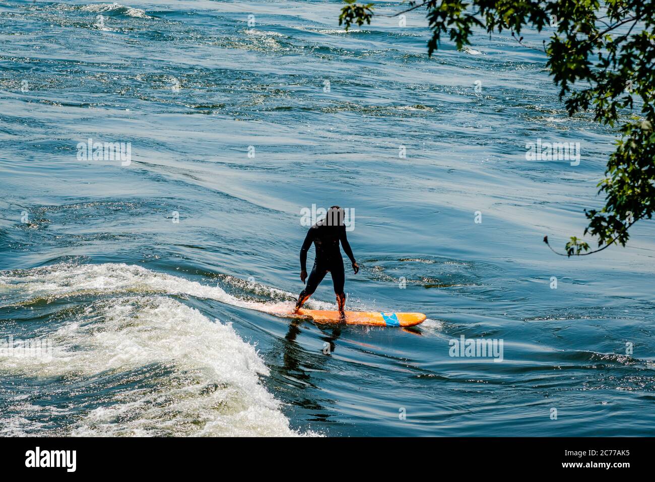 Surf sur le fleuve Saint-Laurent à Montréal - Québec, Canada Banque D'Images