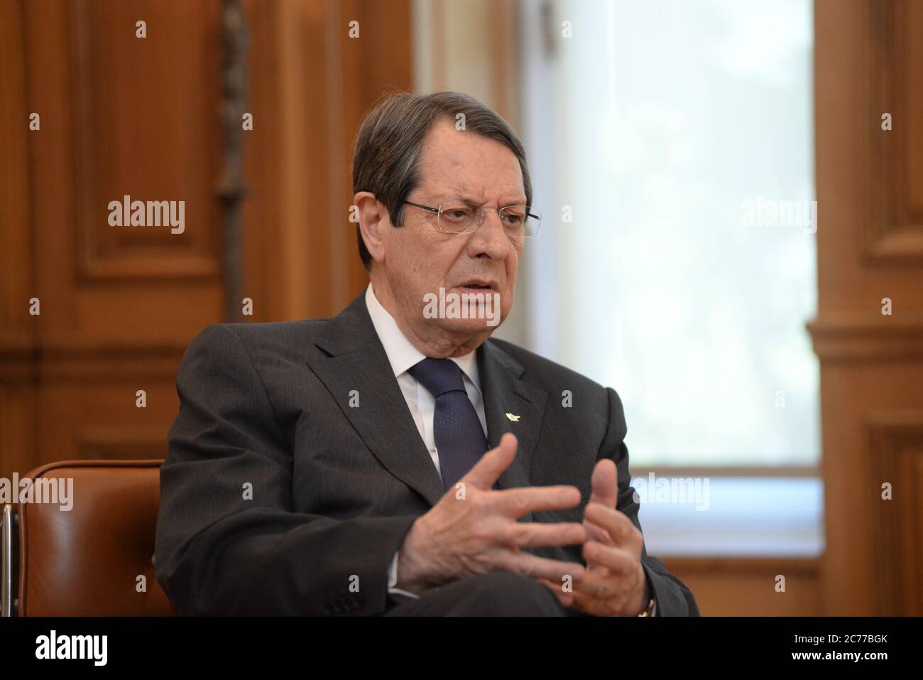 Athènes, Grèce. 14 juillet 2020. Nicos Anastasiades Président de la République de Chypre, lors de la rencontre avec le Premier ministre grec Kyriakos Mitsotakis. (Photo par Dimitrios Karvountzis/Pacific Press) crédit: Pacific Press Agency/Alay Live News Banque D'Images