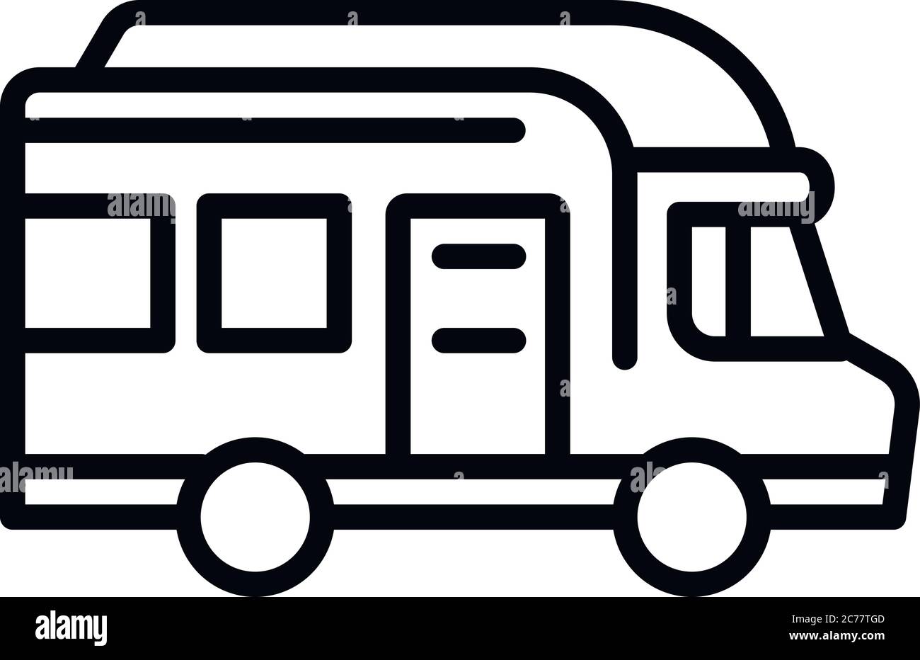 Icône de camion de camping. Contour campement camion vecteur icône pour la conception de Web isolé sur fond blanc Illustration de Vecteur