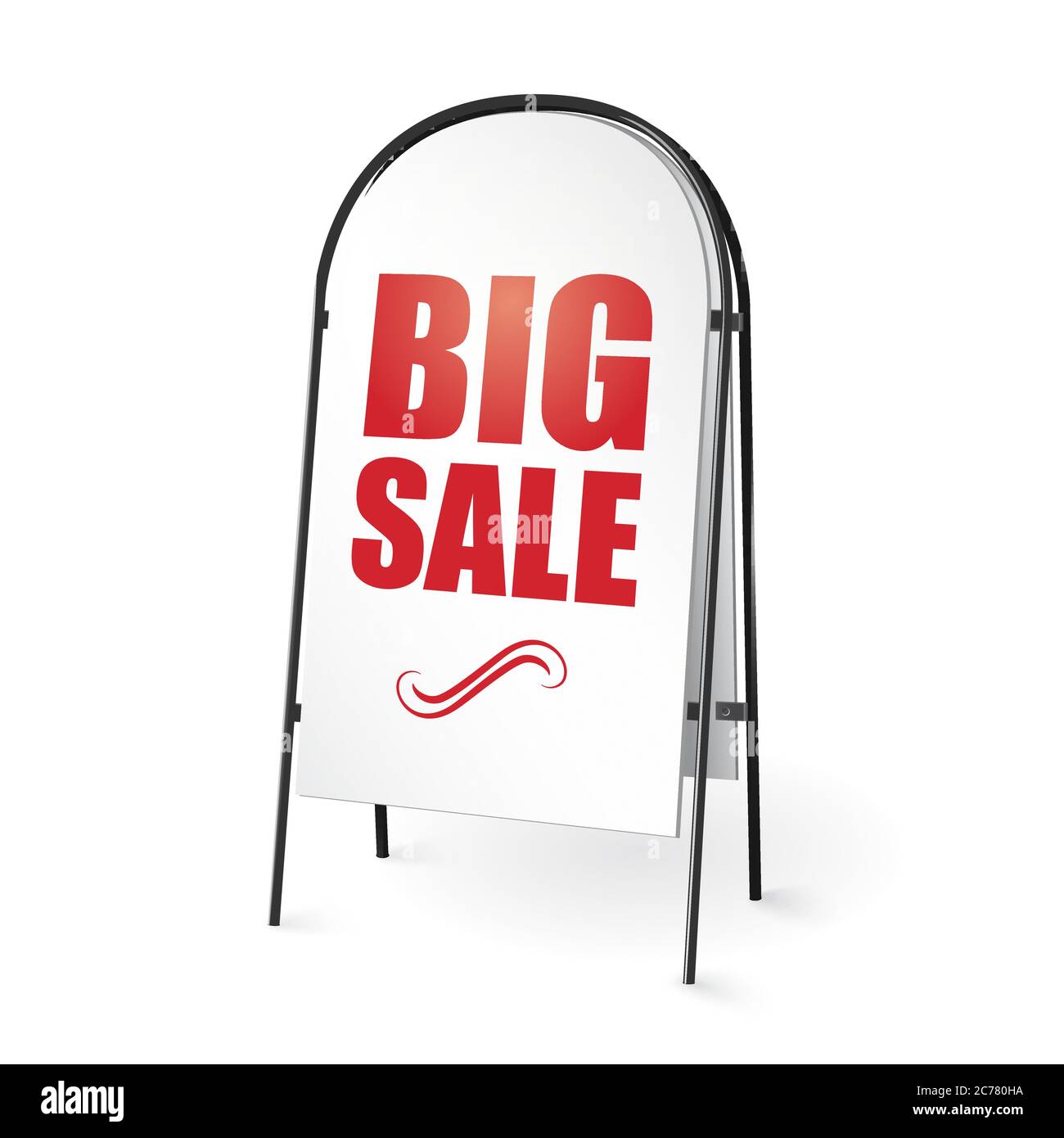 Grande vente. Signalisation. Stand publicitaire extérieur. Illustration 3d vectorielle isolée sur fond blanc. Illustration de Vecteur