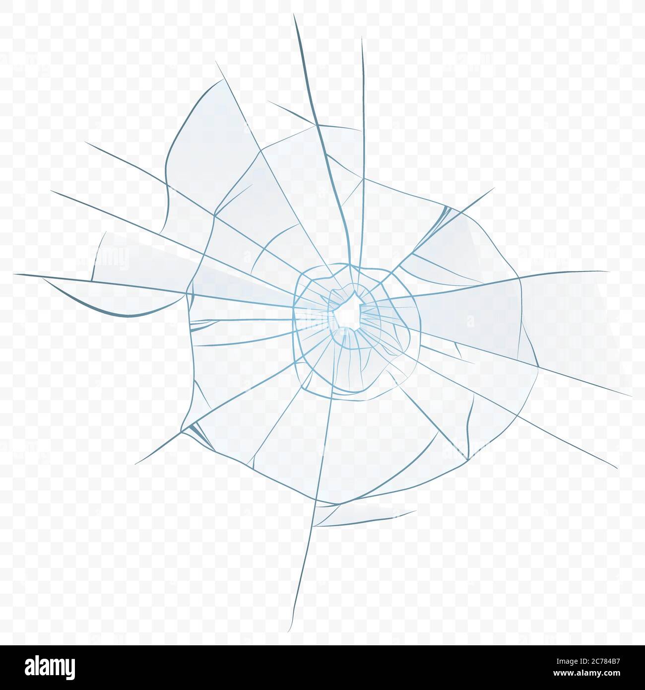 Vector fissuré verre réaliste écrasé sur le fond alpha transperant. Illustration de Vecteur