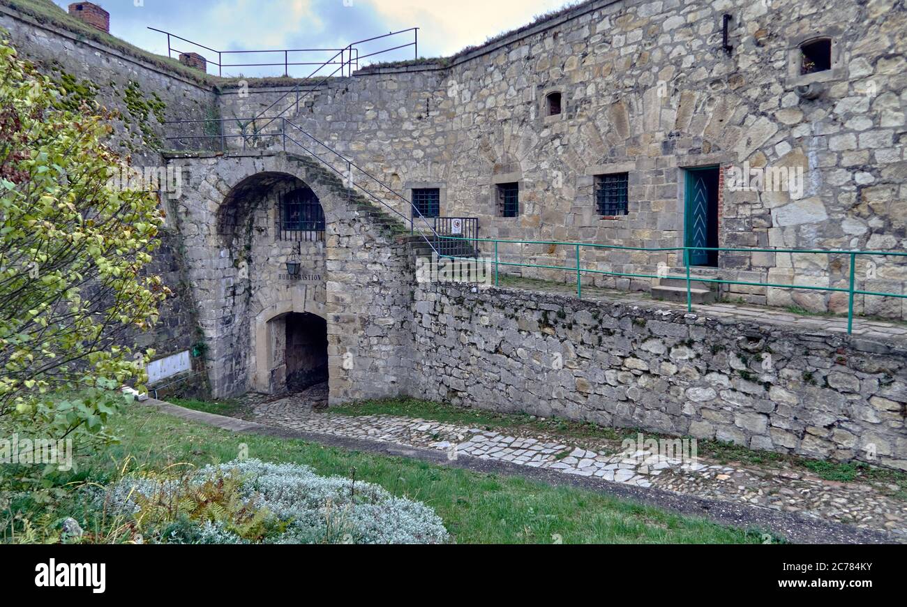 Pologne, village de Czocha, Luba? Comté, Basse Silésie le château de Czocha est un château défensif dans le village de Czocha, est situé sur le lac le?nia, près de la rivière Kwisa. Le château de Czocha a été construit sur le rocher du gneiss, et sa plus ancienne partie est le donjon, auquel des structures de logement ont été ajoutées plus tard. L'origine du château de pierre date de 1329. Banque D'Images