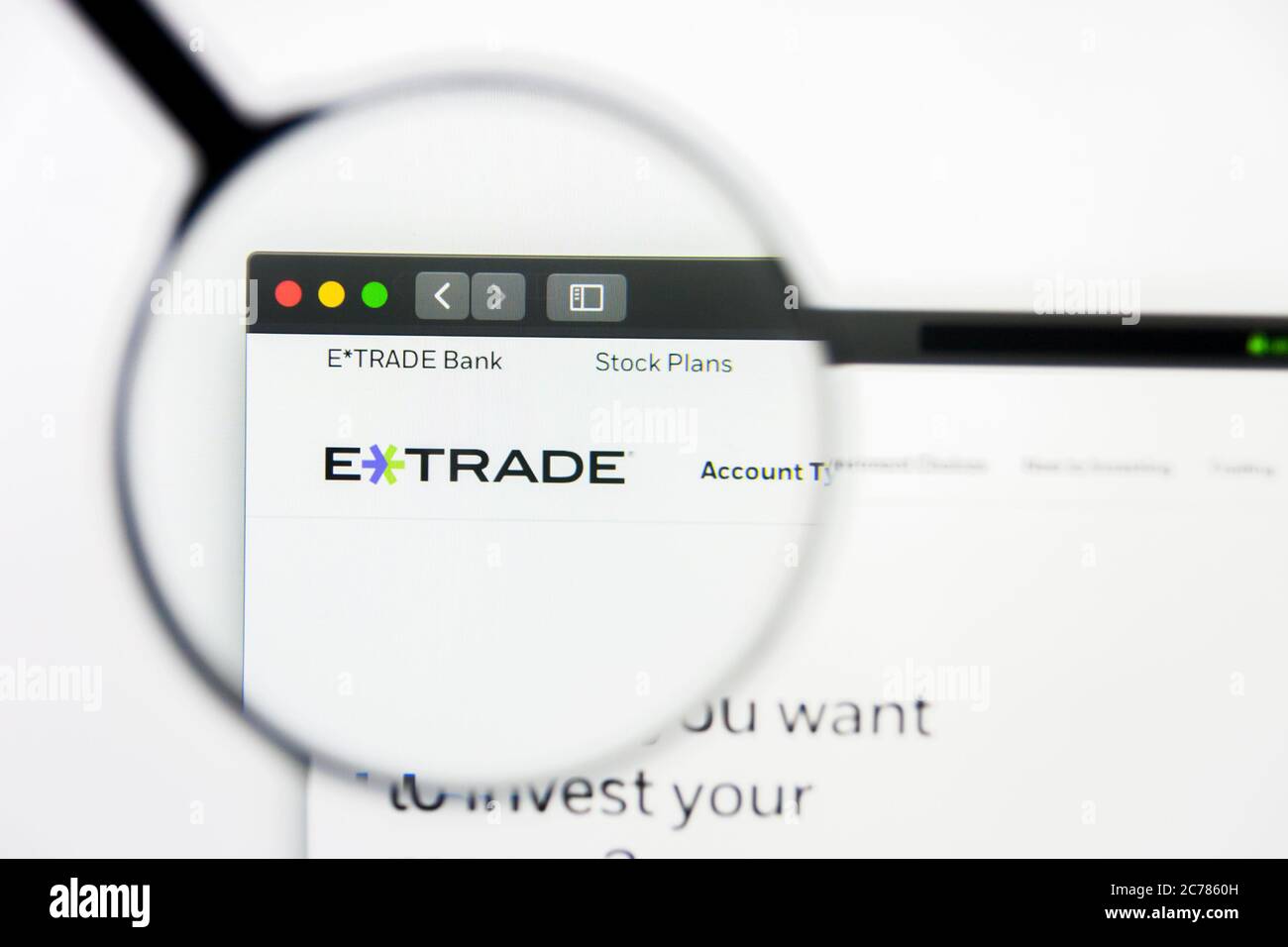 Los Angeles, Californie, Etats-Unis - 23 mars 2019 : éditorial illustratif de la page d'accueil du site Web de E-Trade Financial. Logo e-Trade Financial visible sur l'écran Banque D'Images