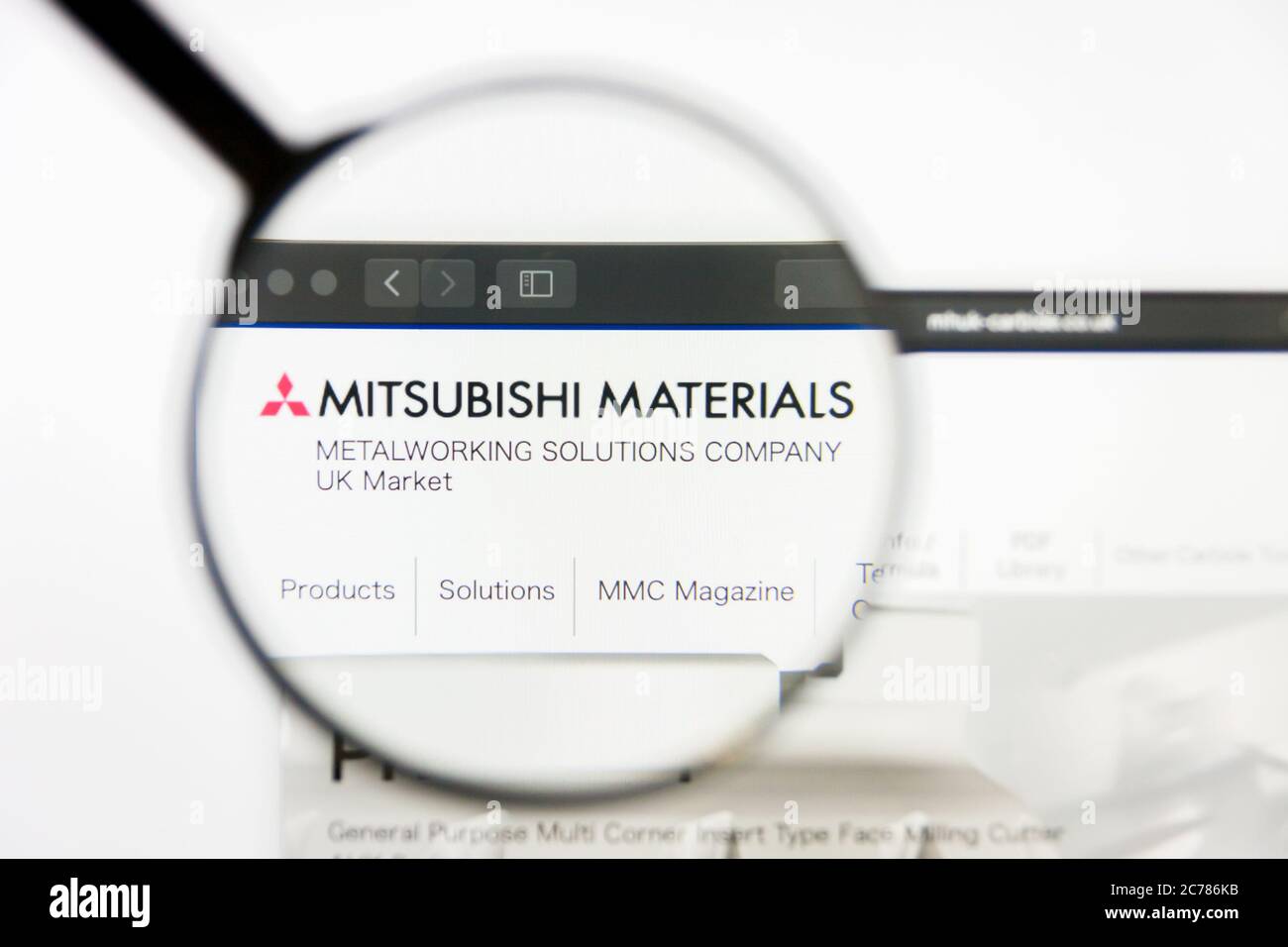 Los Angeles, Californie, Etats-Unis - 10 mars 2019 : Editorial illustratif, page d'accueil du site Web Mitsubishi Materials. Logo Mitsubishi Materials visible sur Banque D'Images