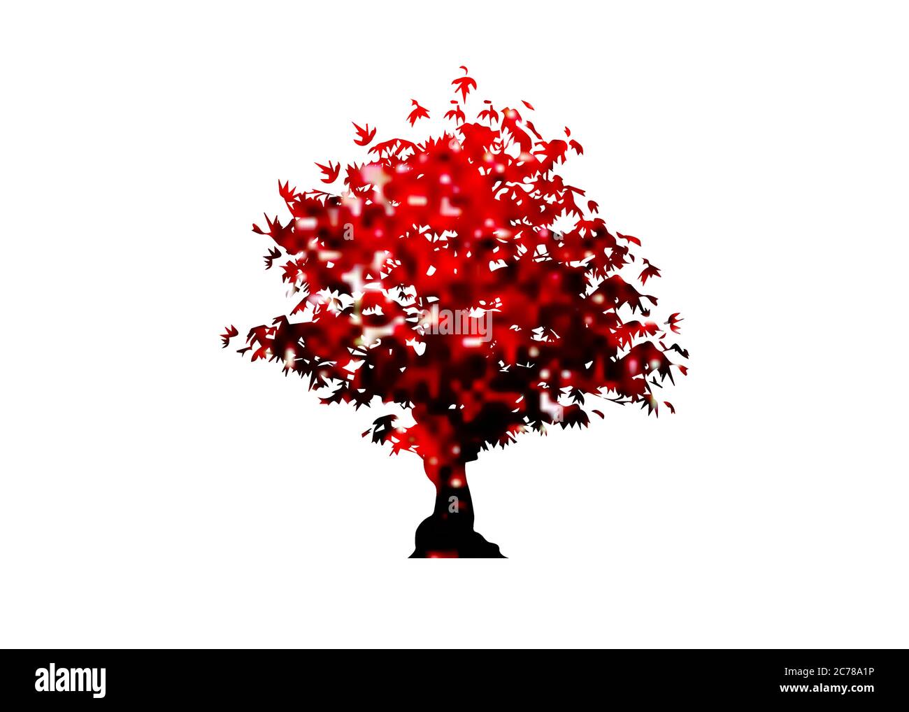icône d'érable rouge vectoriel isolée sur fond blanc. Acer Palmatum, Deshojo, érable japonais bonsaï. Scarlet Princess Dwarf Japanese Illustration de Vecteur