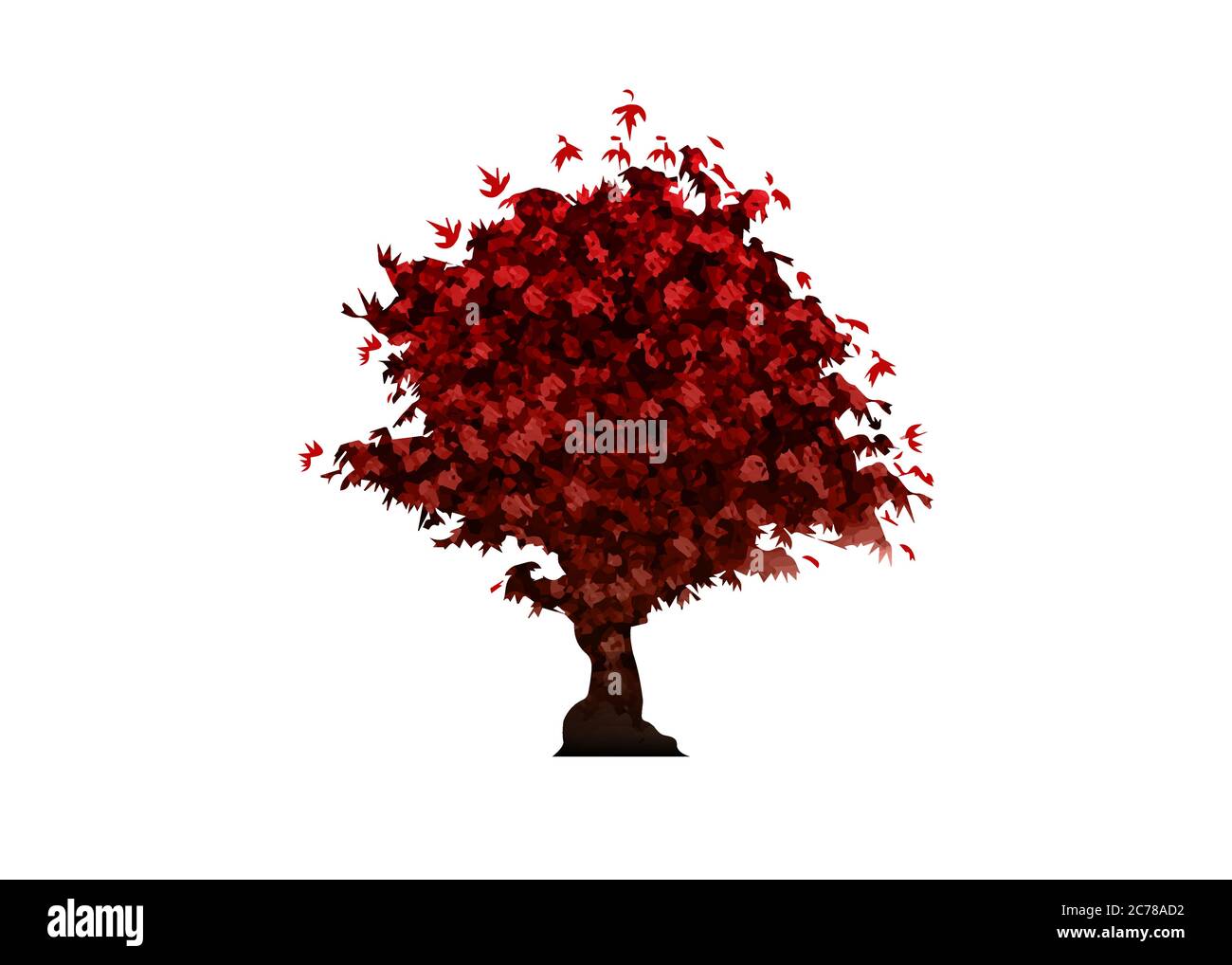 icône d'érable rouge vectoriel isolée sur fond blanc. Acer Palmatum, Deshojo, érable japonais bonsaï. Scarlet Princess Dwarf Japanese Illustration de Vecteur