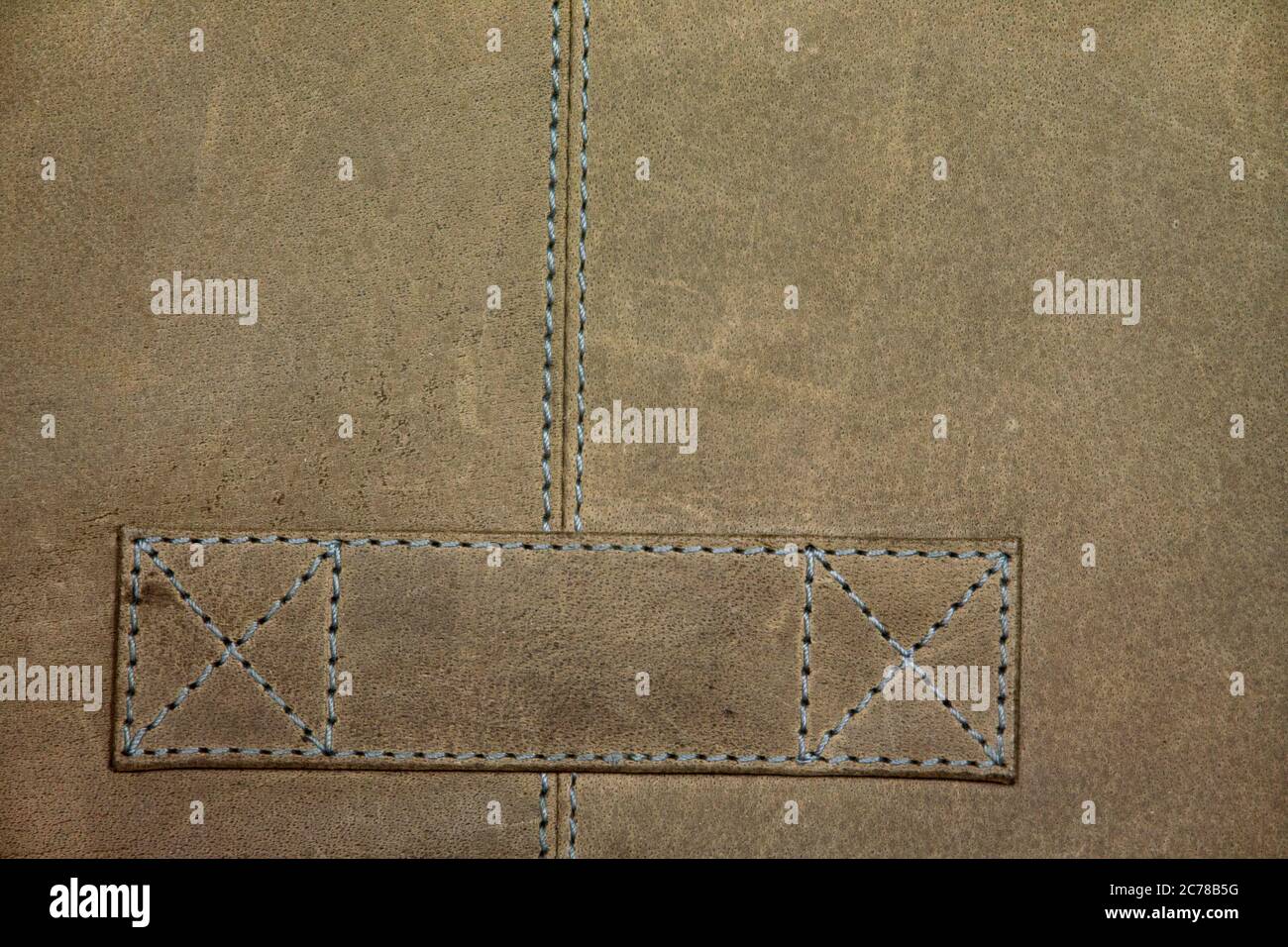 Texture d'un cuir naturel beige avec coutures Banque D'Images