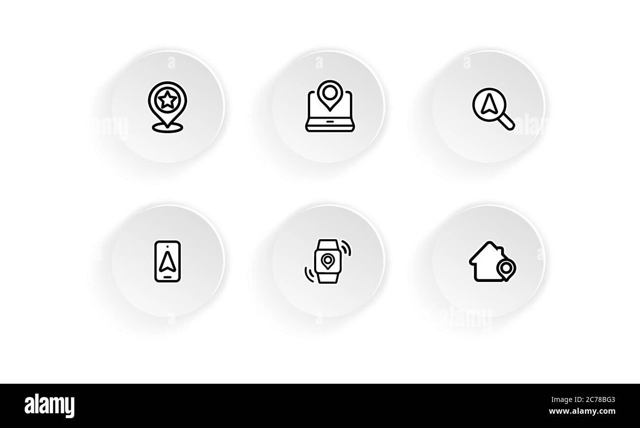 Appareil avec icône de localisation précise définie. Suivi GPS, code PIN. Vecteur sur fond blanc isolé. SPE 10 Illustration de Vecteur