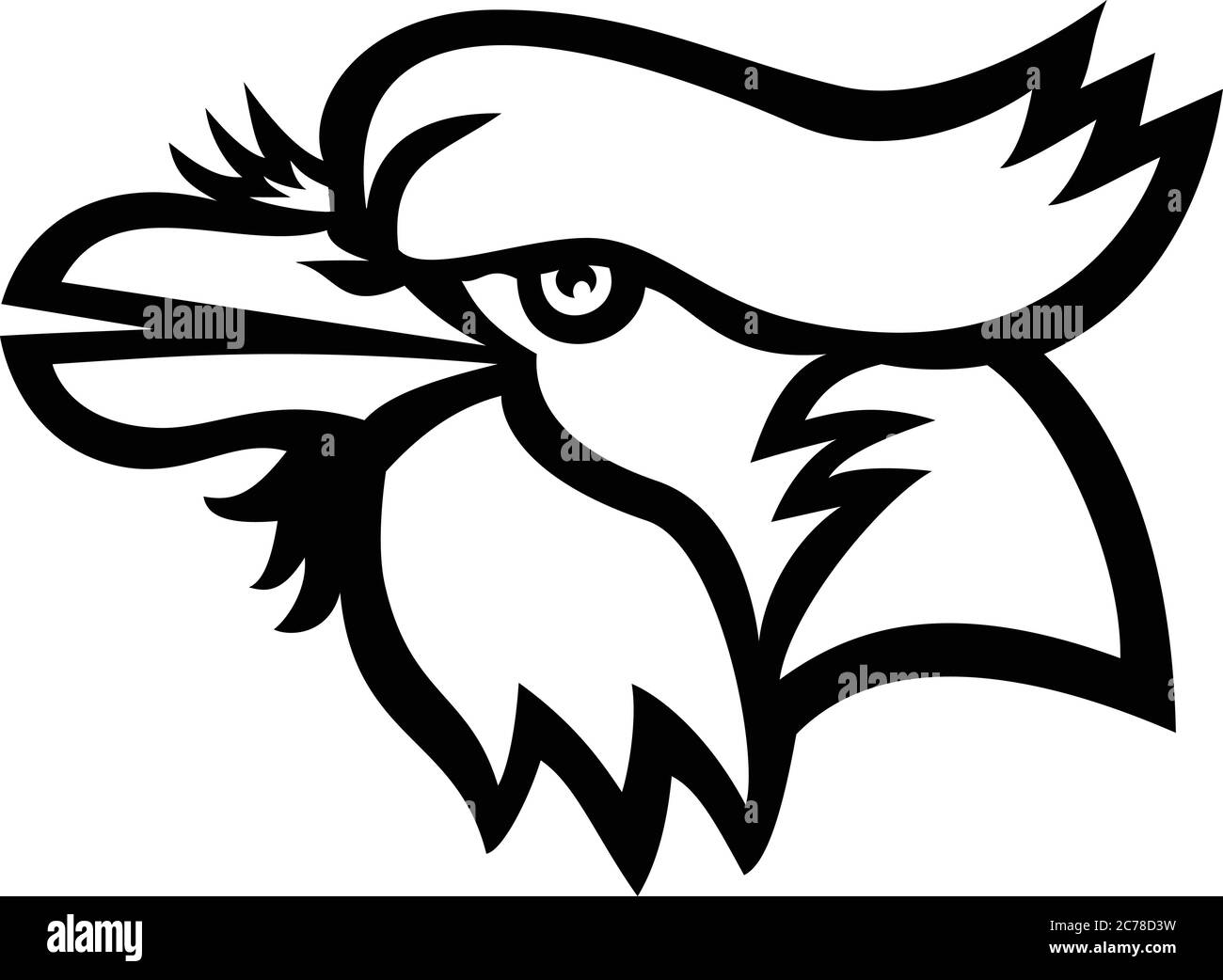 Mascotte noire et blanche, illustration de la tête d'un geai Cyanocitta cristata bleu, oiseau de passereau de la famille des Corvidae, originaire du lookin d'Amérique du Nord Illustration de Vecteur