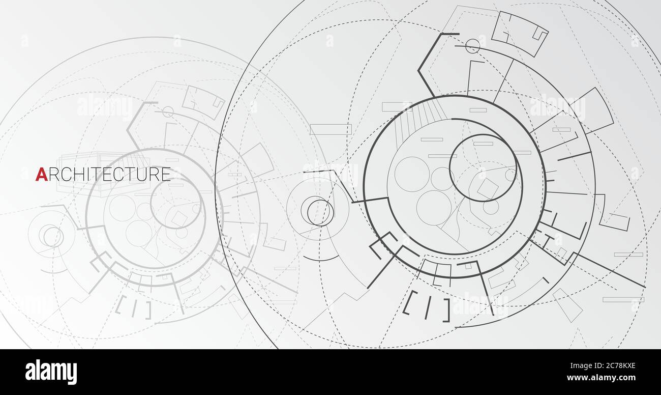 Schéma architectural avec plan de construction abstrait, fond gris vectoriel Illustration de Vecteur