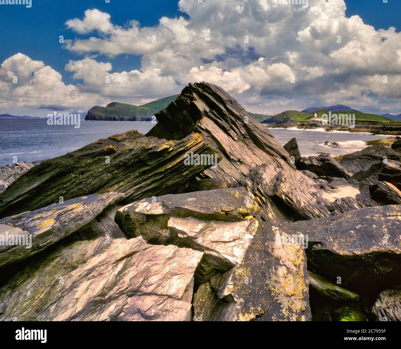 IE - CO KERRY: Phare de Valence à Cromwell point sur l'île de Valence Banque D'Images