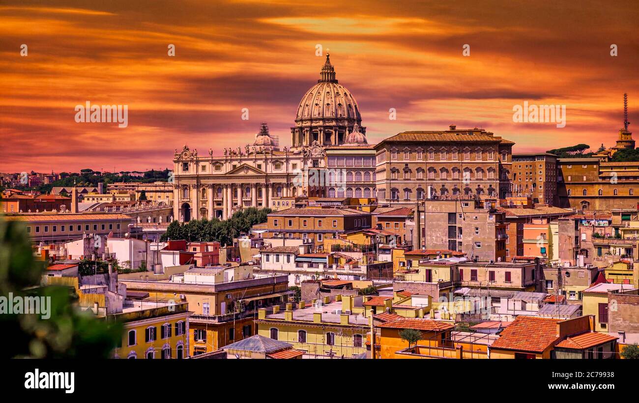 Paysage urbain coloré et étonnant de Rome, en Italie Banque D'Images