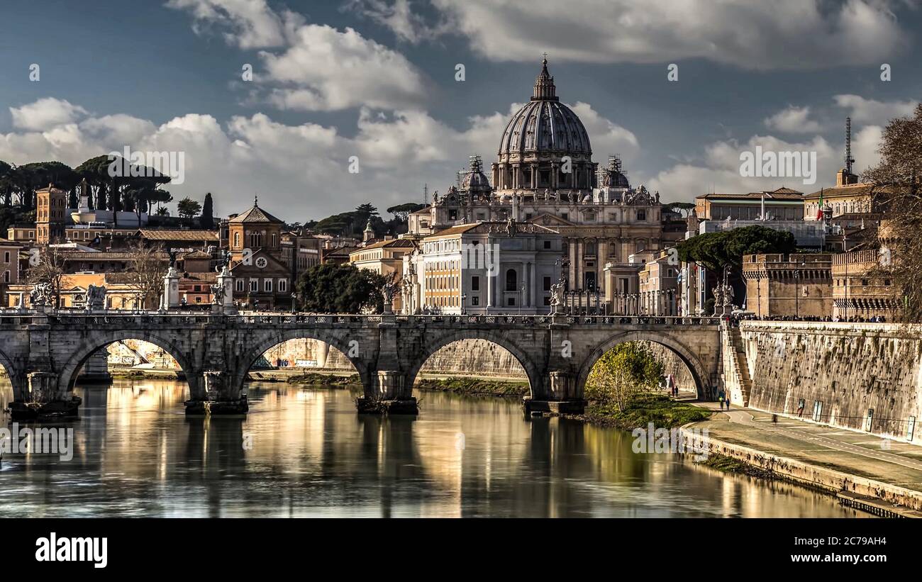 Paysage urbain coloré et étonnant de Rome, en Italie Banque D'Images