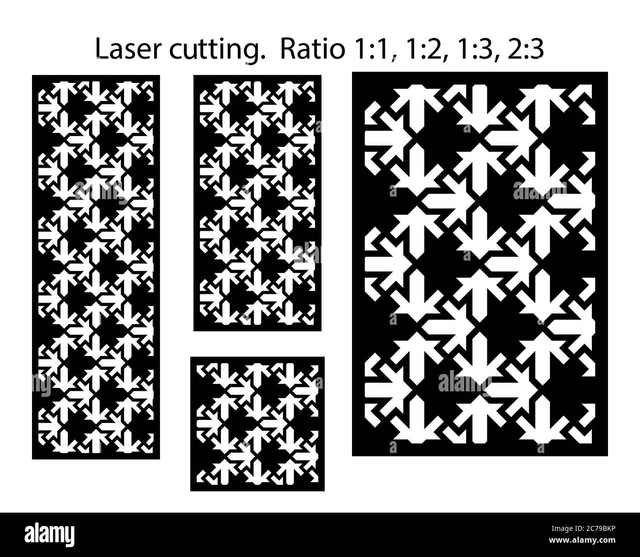 Kit de motifs Lazer. Jeu de panneaux vectoriels décoratifs pour la découpe au laser. Gabarit pour cloison intérieure de style arabesque Illustration de Vecteur