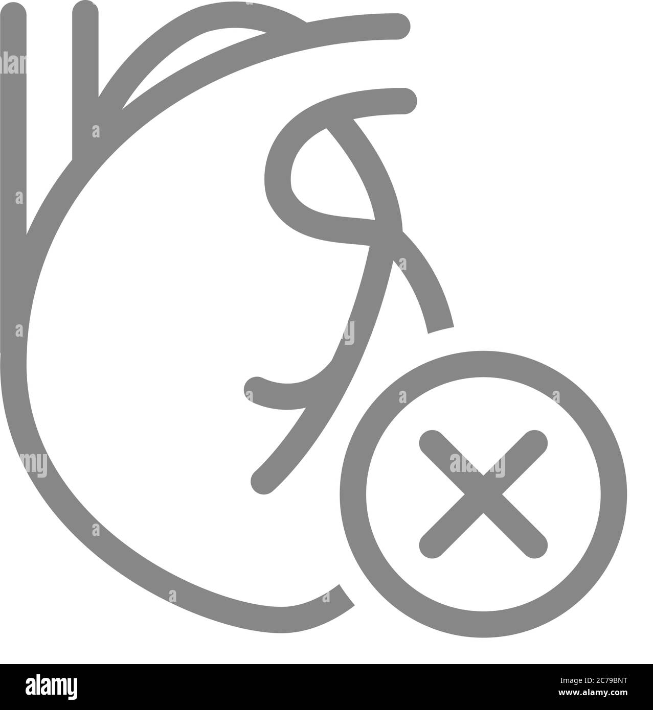 Cœur avec icône de ligne de coche croisée. Symbole de l'organe interne de la maladie Illustration de Vecteur