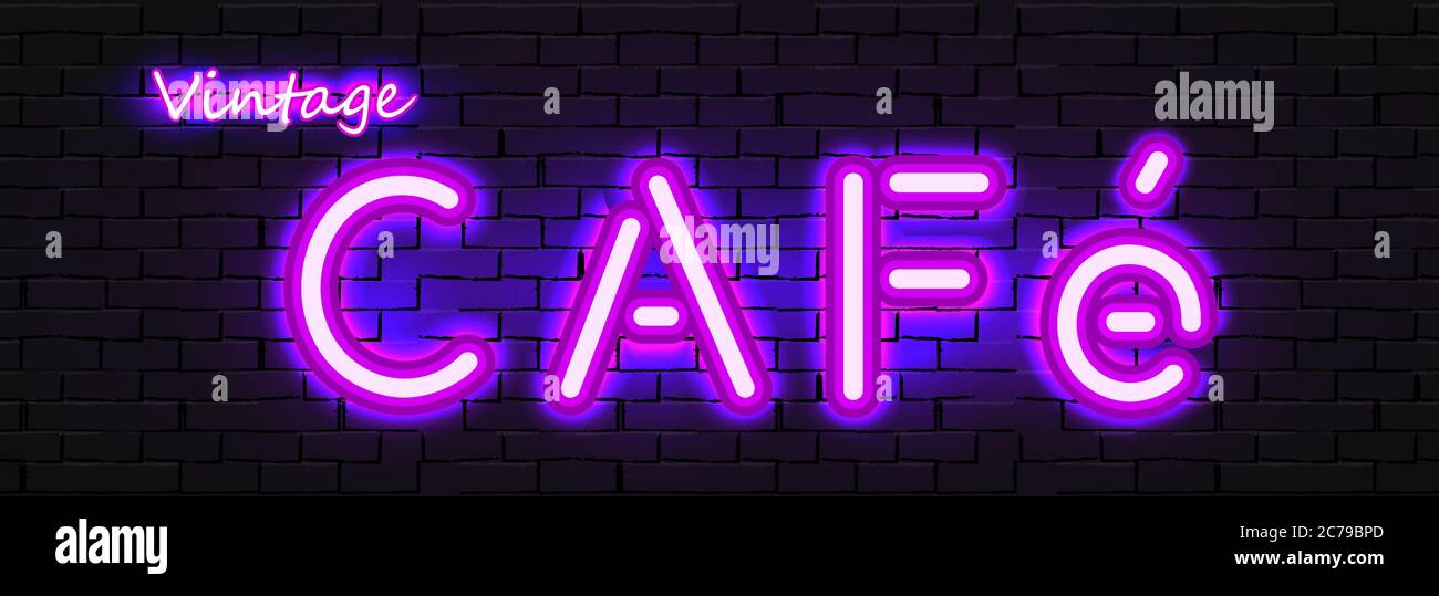 Vintage Cafe Neon Illustration de Vecteur