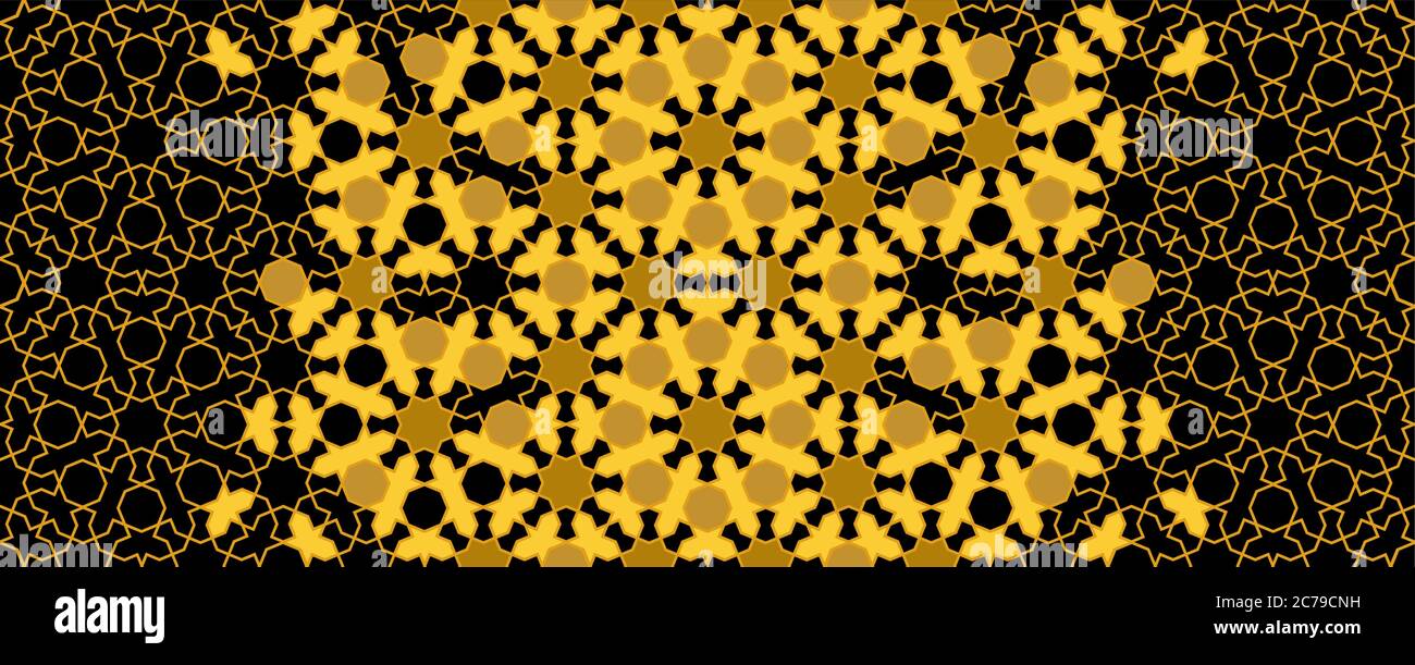 Motif vectoriel sans couture Arabesque. Texture demi-teinte géométrique avec désintégration de carreaux noirs et dorés Illustration de Vecteur