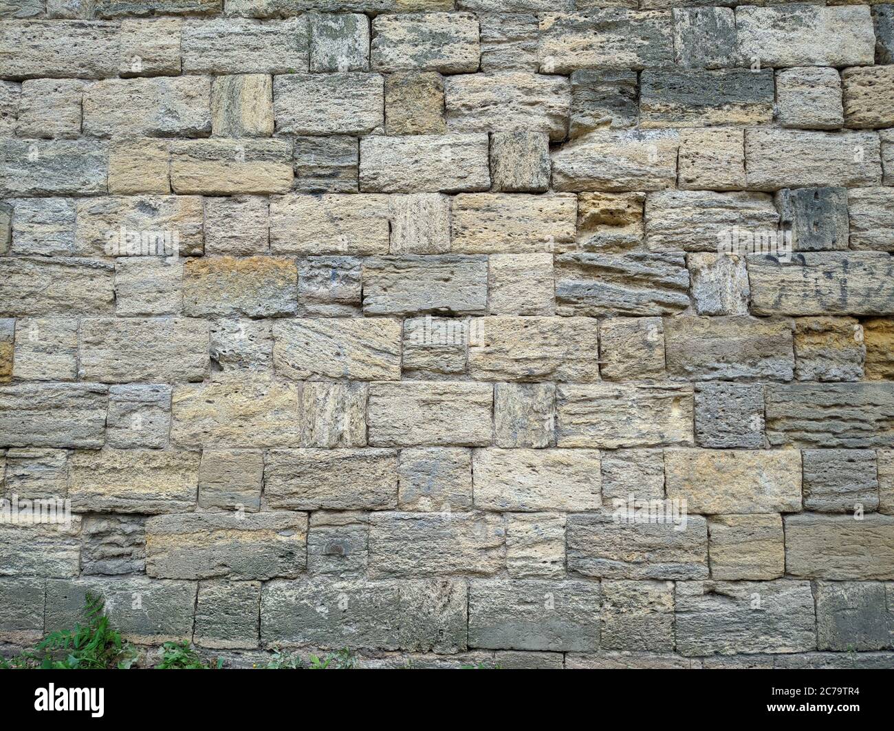 mur de briques de vieilles pierres jaune coquille Banque D'Images